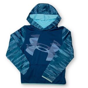 Under armour Boys Large COLDGEAR Techno Teal Venetian Blue Teal Fleece Hoodie